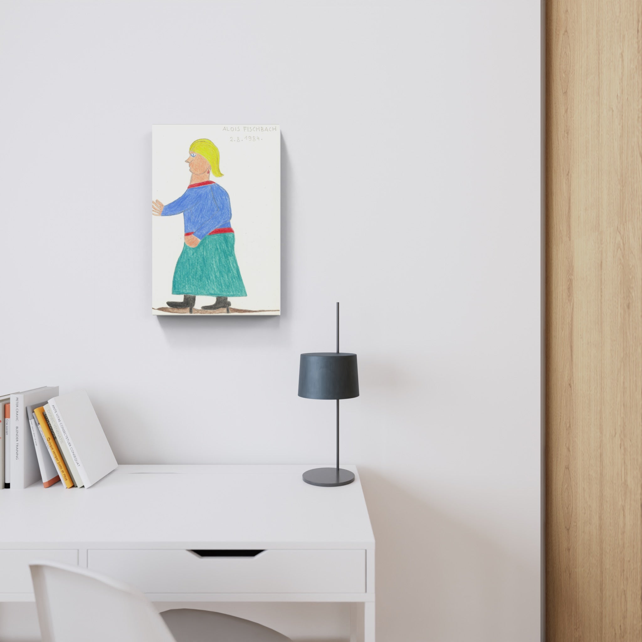 Artwork by Alois Fischbach, Woman, Made of Pencil, coloured pencils 