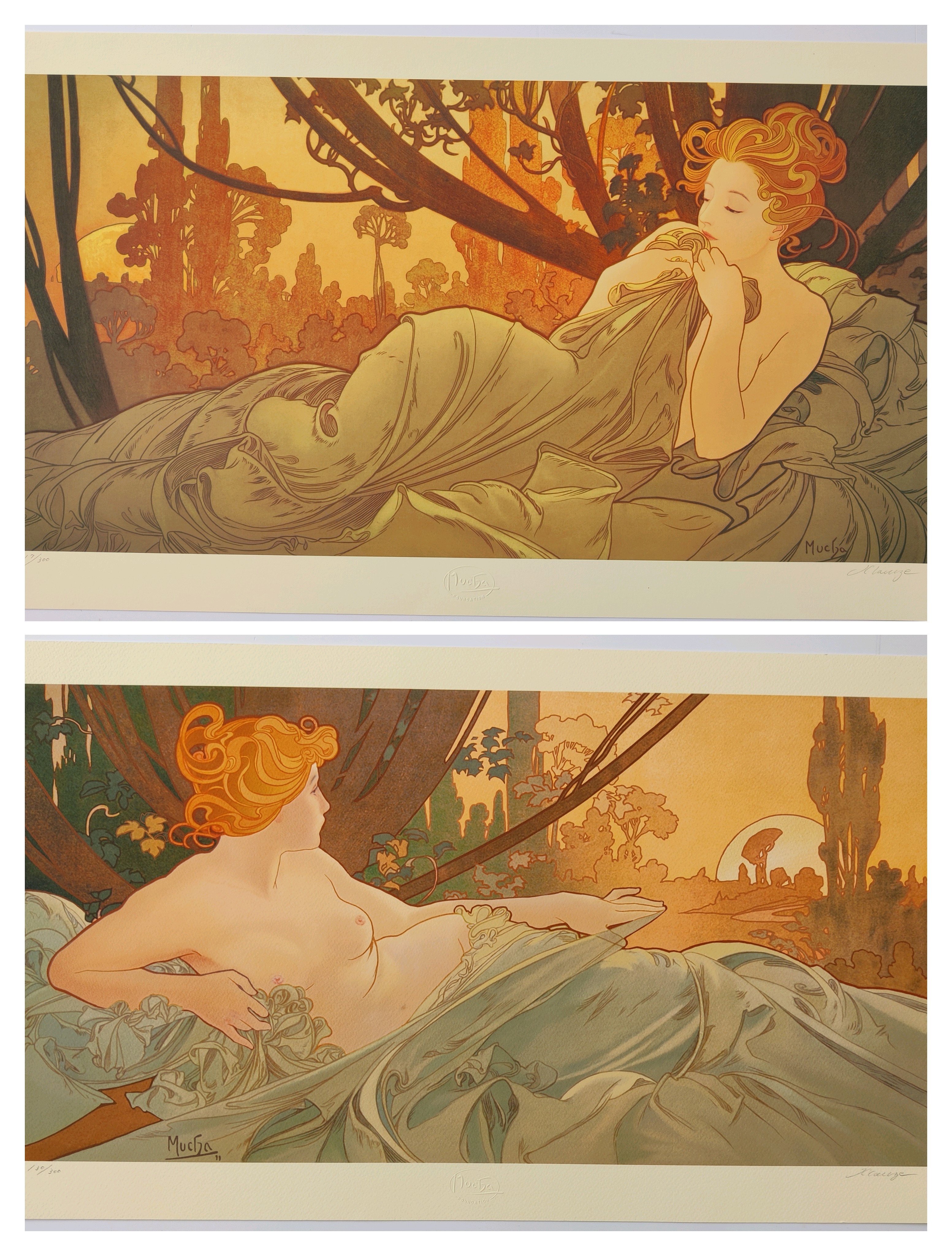 DAWN & DUSK, Set of 2 by Alphonse Mucha