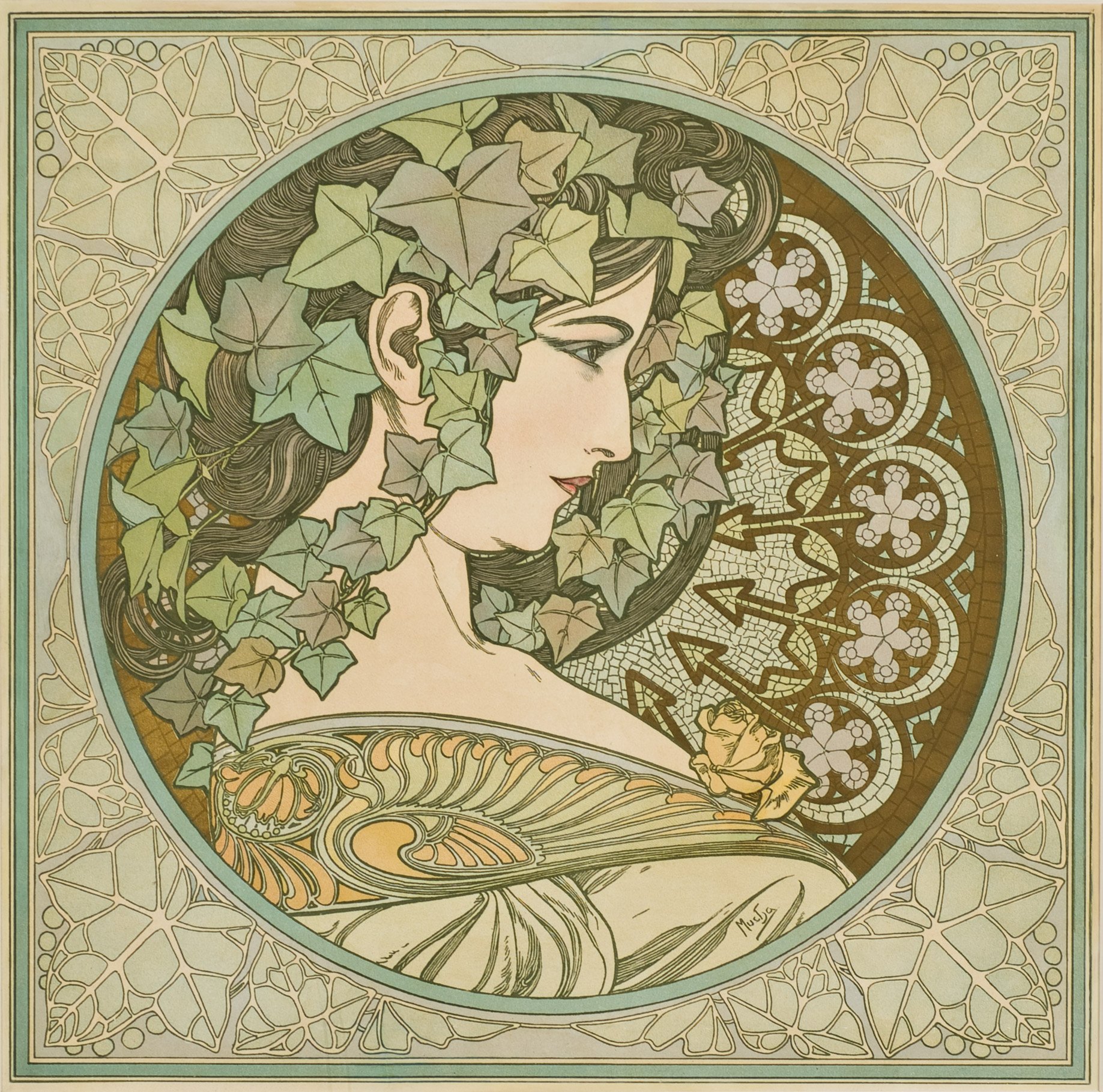 Artwork by Alphonse Mucha, Le Lierre, Made of Lithograph 