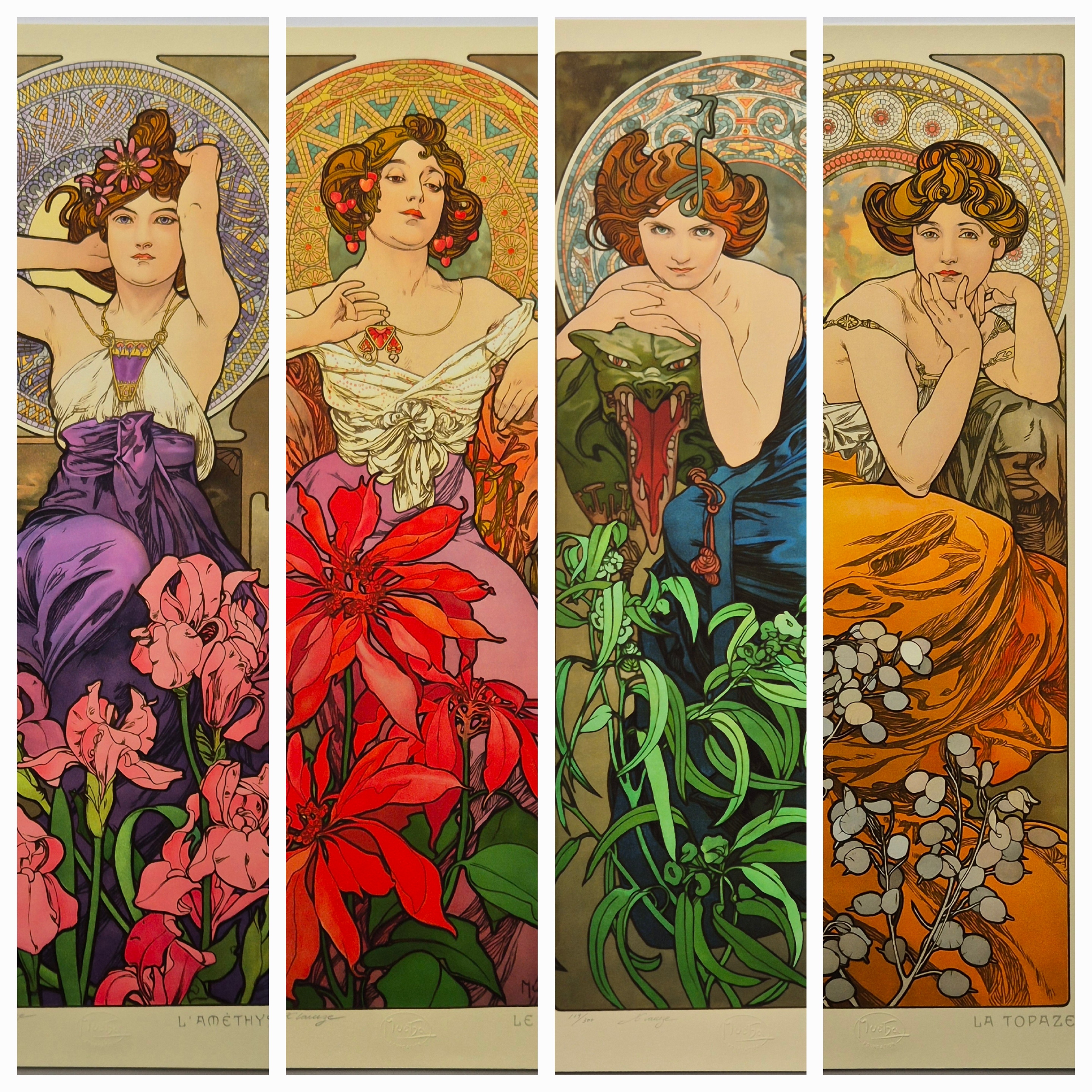 The Precious Stones, Set of 4 by Alphonse Mucha