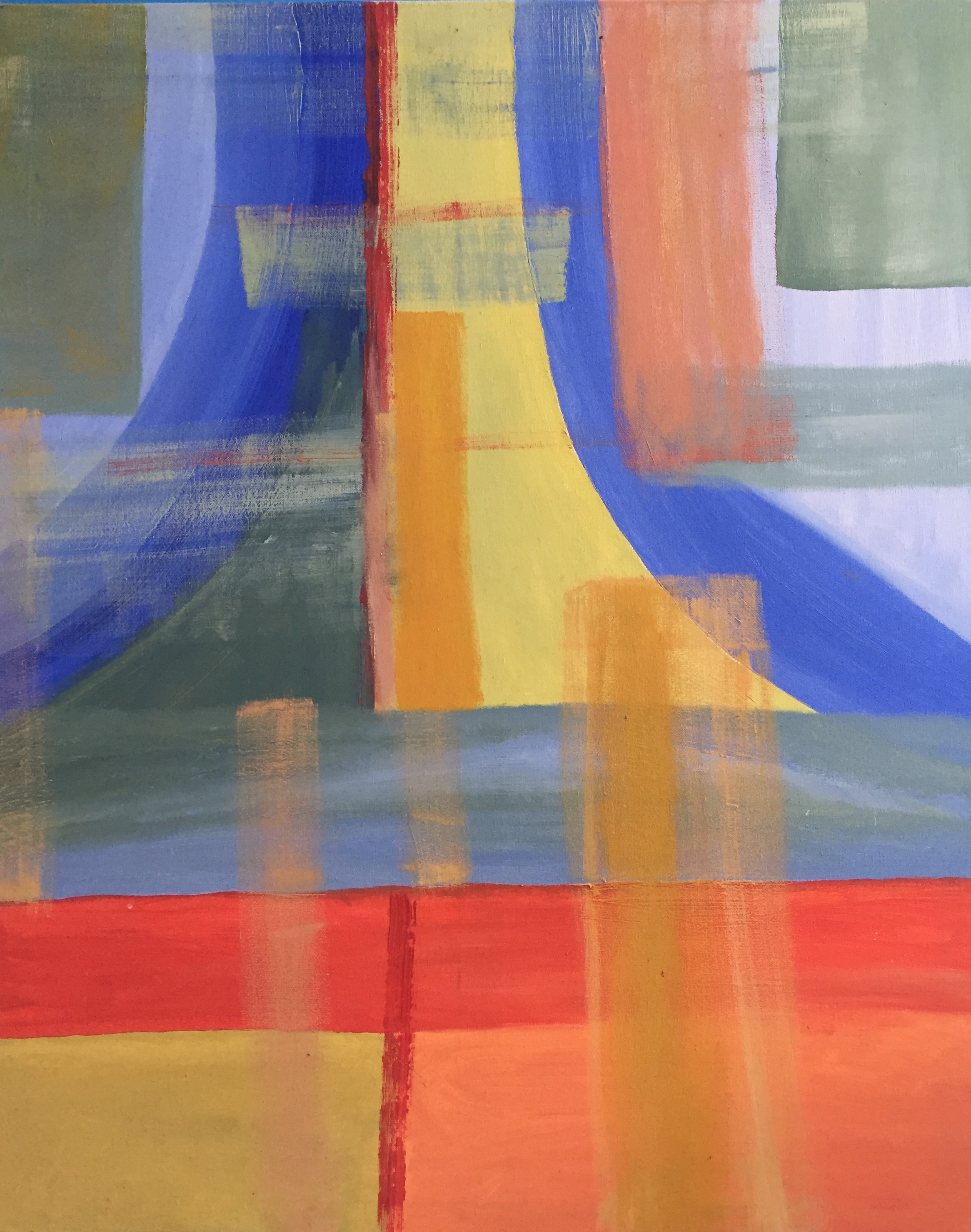 A painting of a colorful abstract painting on a canvas.