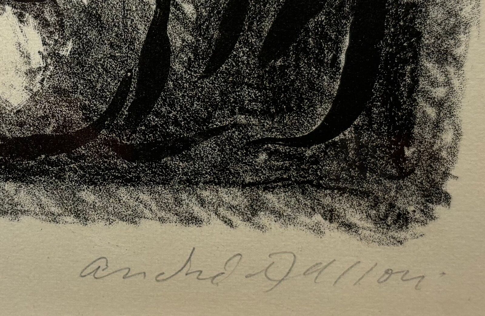 A black and white drawing of a man's face.