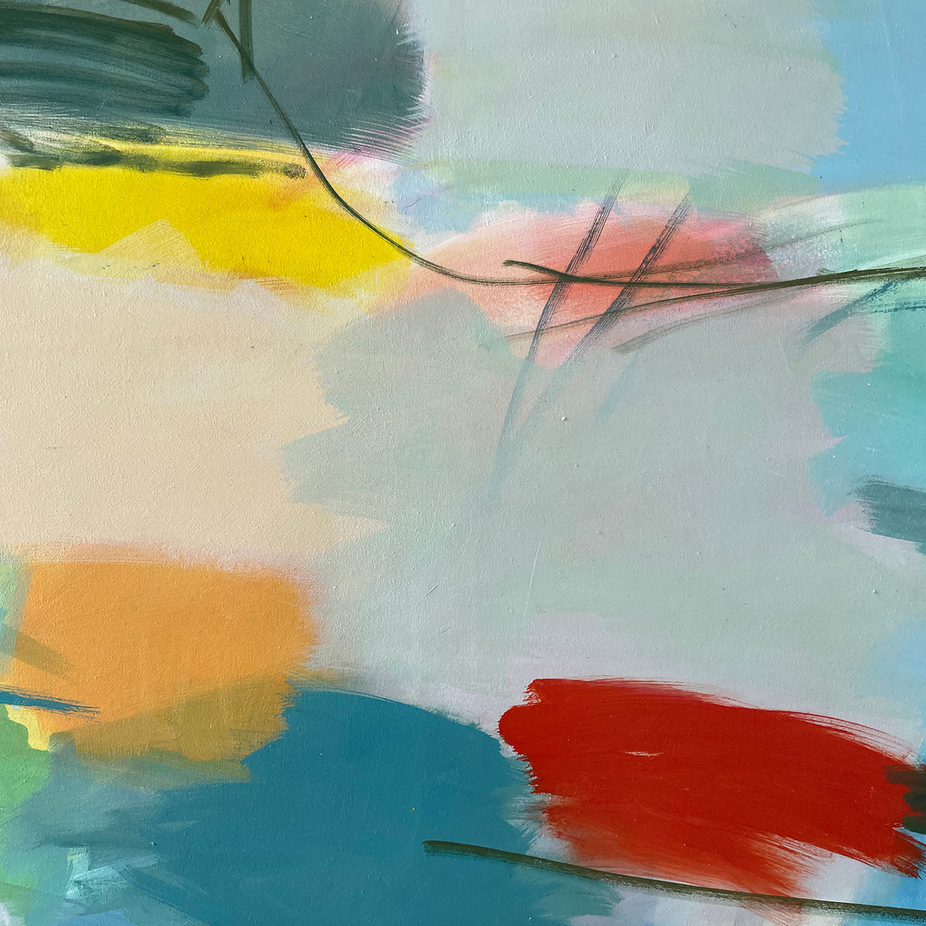 A painting of a colorful abstract painting on a white background.