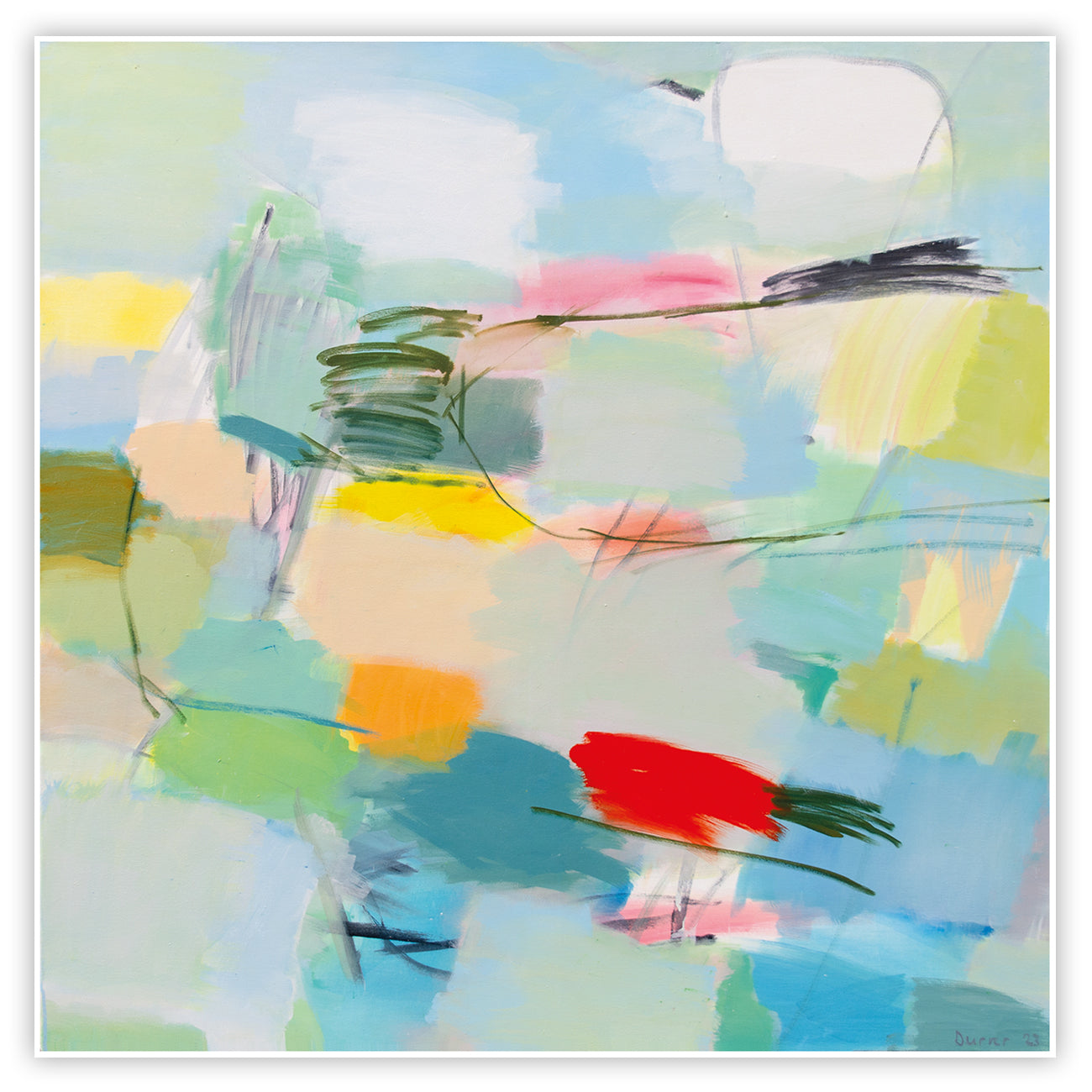 A painting of a colorful abstract painting on a white background.