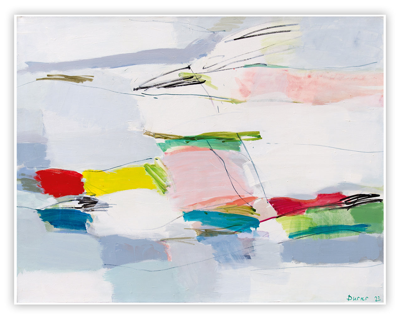 A painting of a colorful abstract painting on a white background.