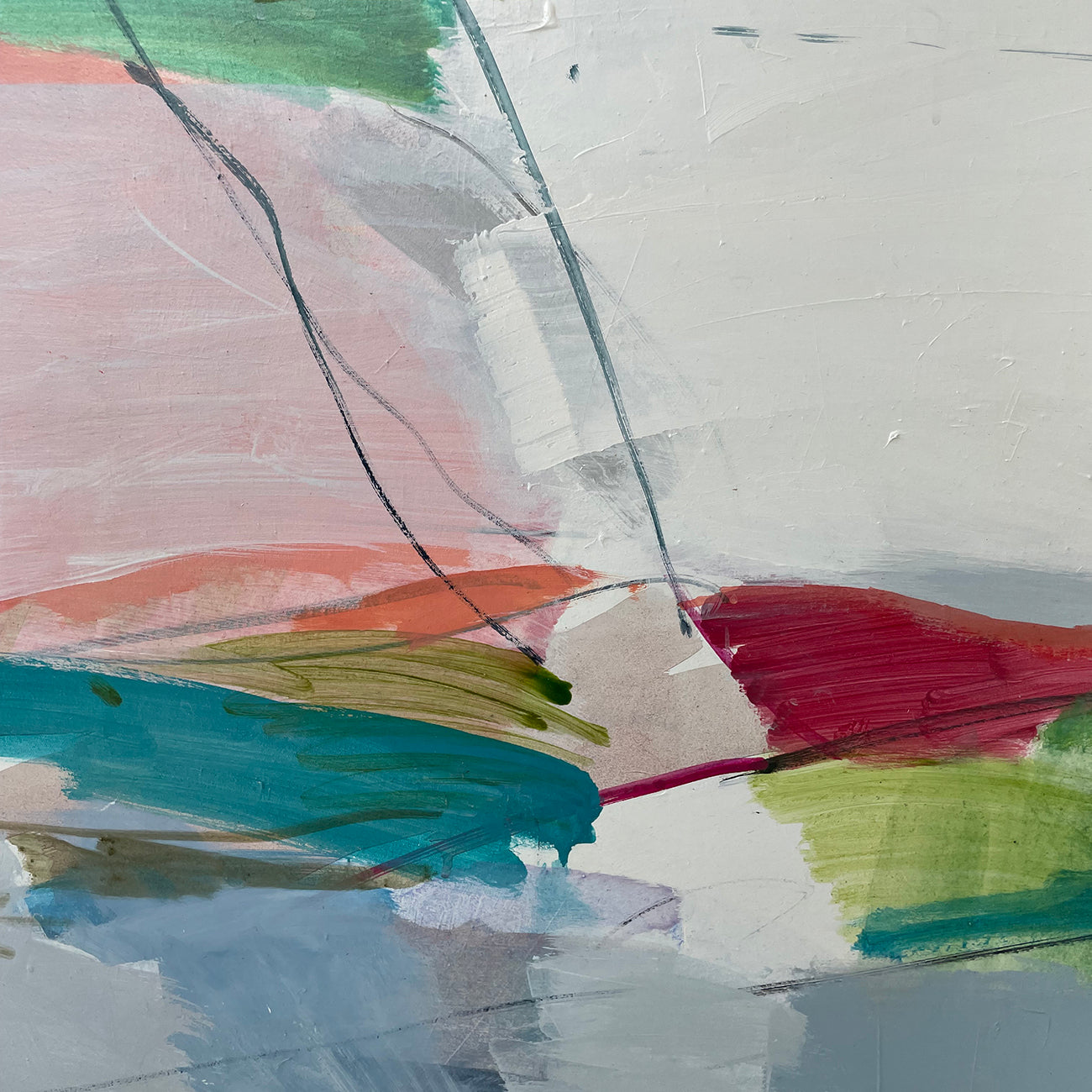 A painting of a colorful abstract painting on a white background.