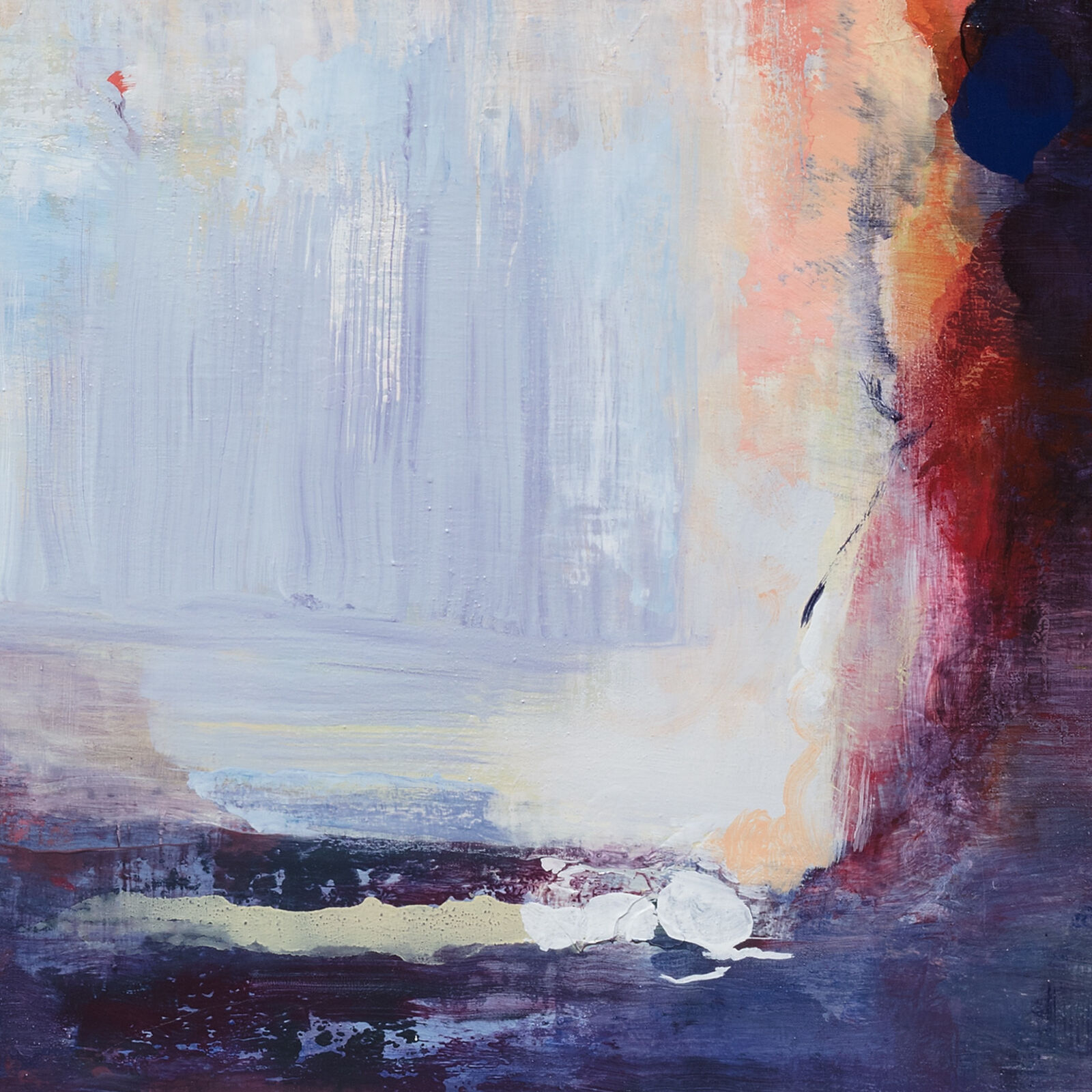 A painting of a blue and white abstract painting.