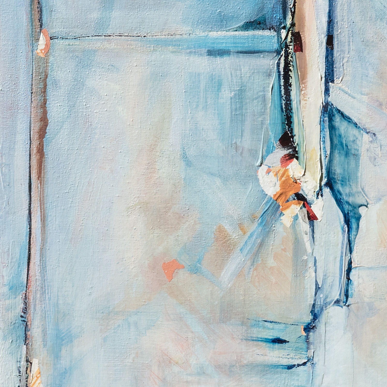 A painting of a sailboat in the water. 