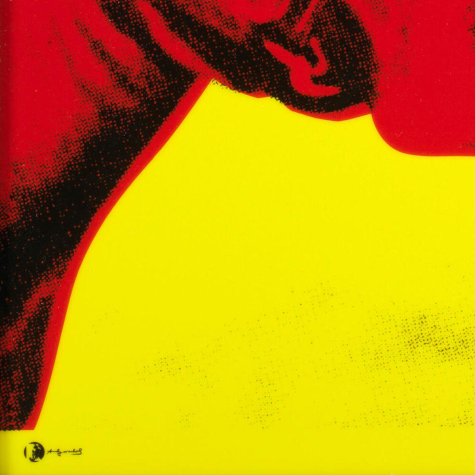 A picture of a red cow on a yellow background.