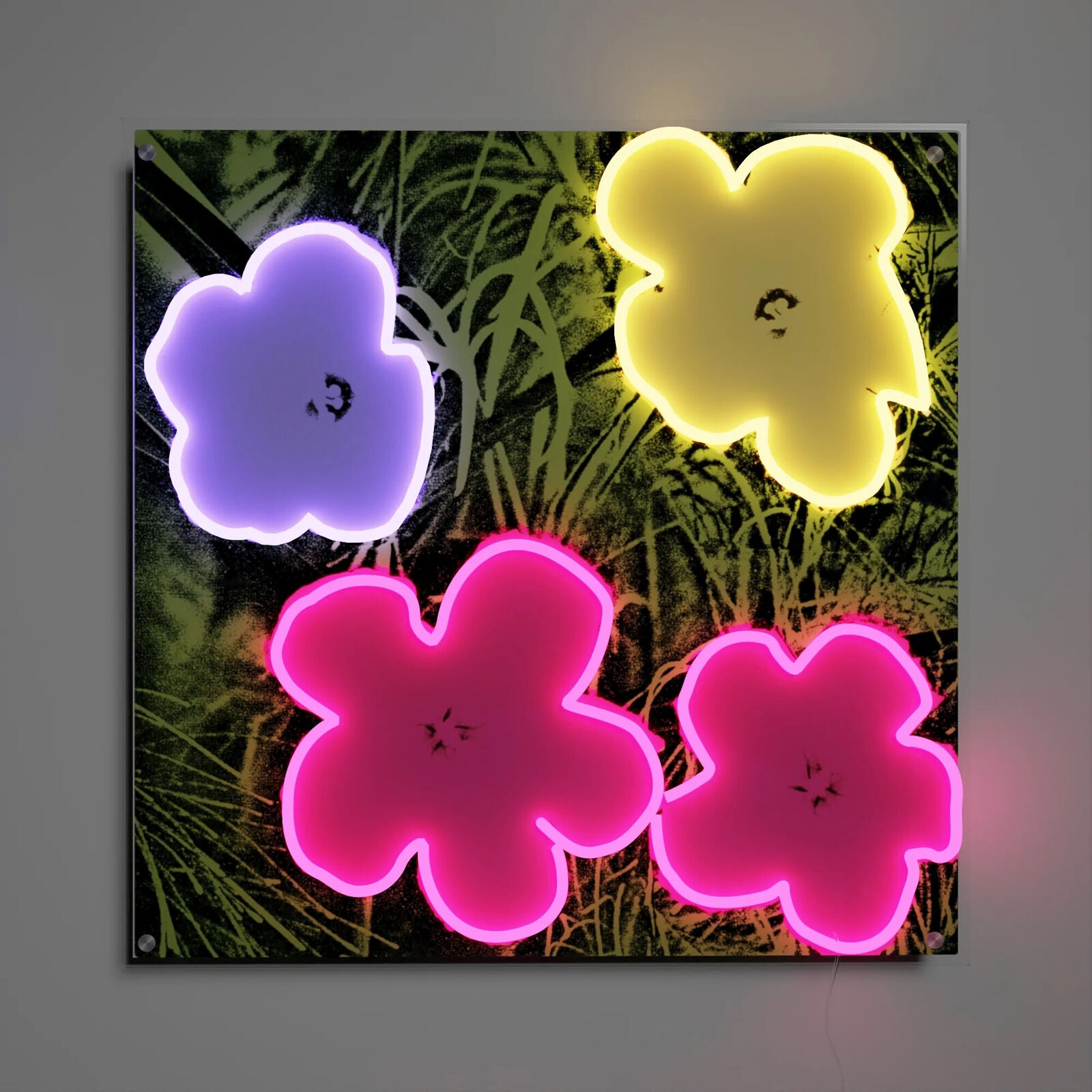 Artwork by Andy Warhol, Flowers LED Neon Sign, Made of LED neon artwork with energy-efficient tubing, full board backing 