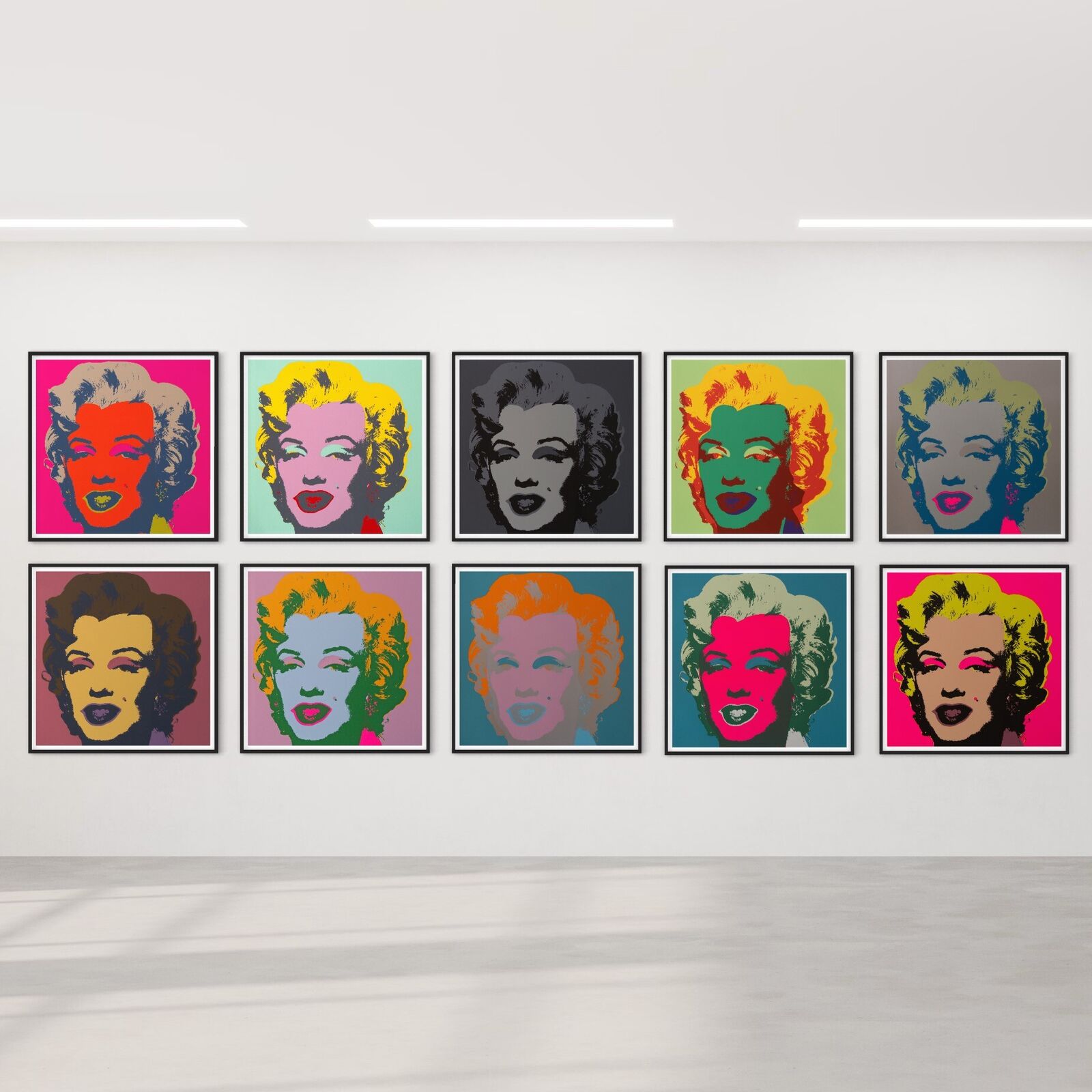Artwork by Andy Warhol, Marilyn Monroe (Portfolio of 10), Made of Silkscreen on Museum Board 