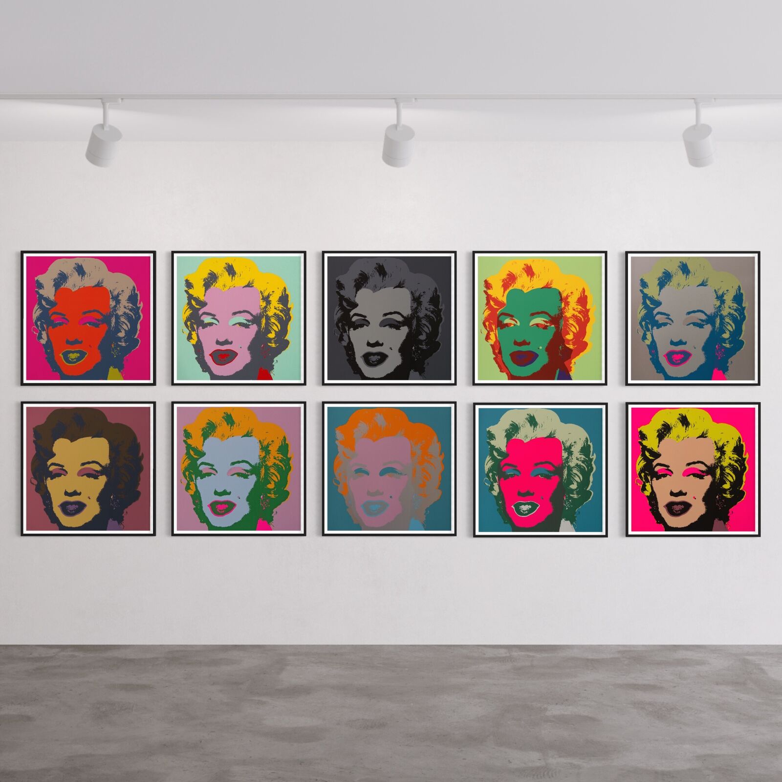 Artwork by Andy Warhol, Marilyn Monroe (Portfolio of 10), Made of Silkscreen on Museum Board 