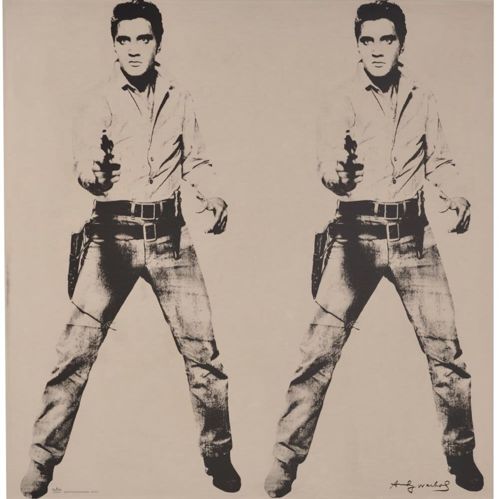 Artwork by Andy Warhol, Platinum Elvis, Made of A Rosenthal transfer-printed plaque in colours 