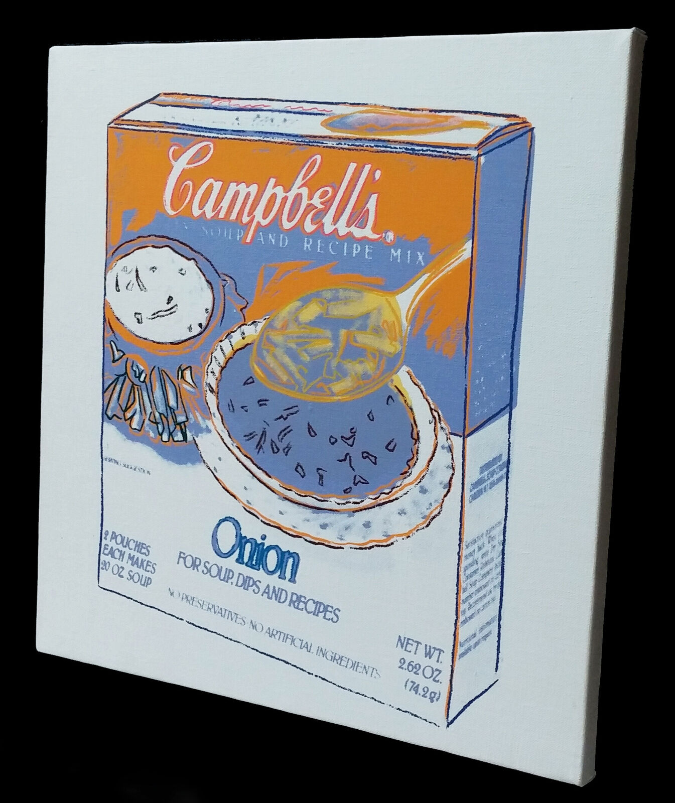 Artwork by Andy Warhol, Soup Box - Onion (unique painting on canvas), Made of Acrylic And Silkscreen On Canvas 