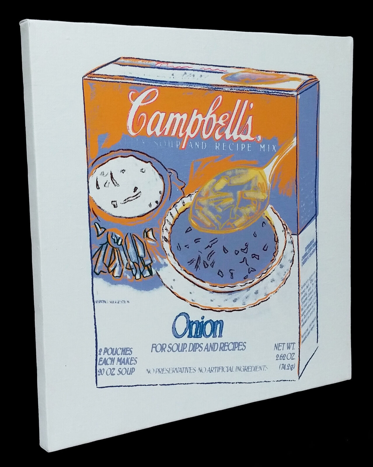 Artwork by Andy Warhol, Soup Box - Onion (unique painting on canvas), Made of Acrylic And Silkscreen On Canvas 
