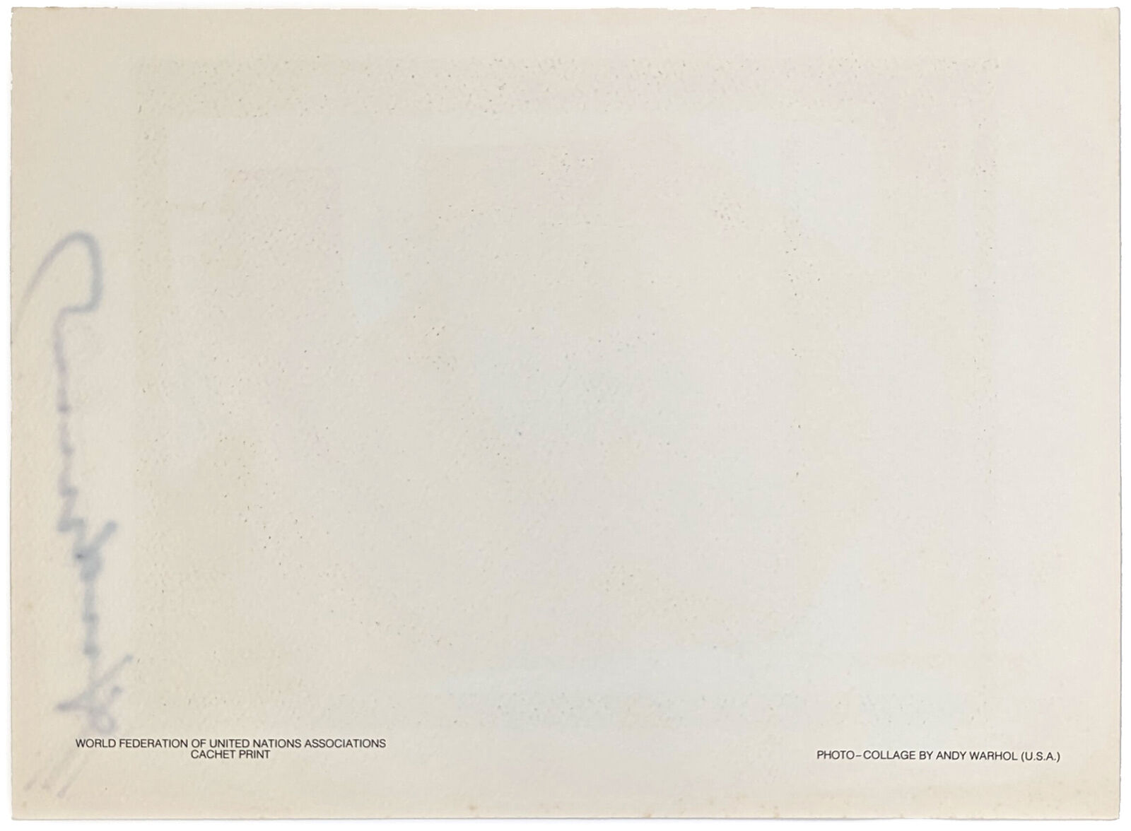 Artwork by Andy Warhol, U.N. Stamp FS II.185 (hand signed limited edition), Made of Offset Lithograph 