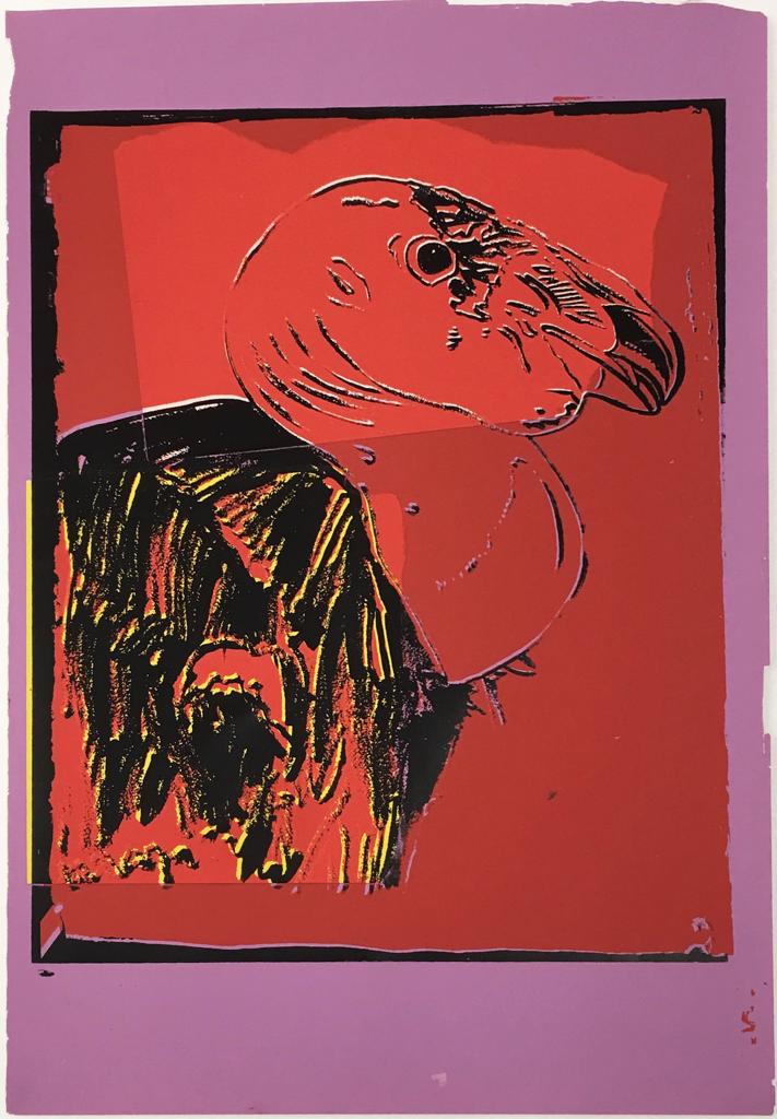 Artwork by Andy Warhol, Vanishing Animals – California Condor, Made of Unique colored paper, collage and silkscreen 