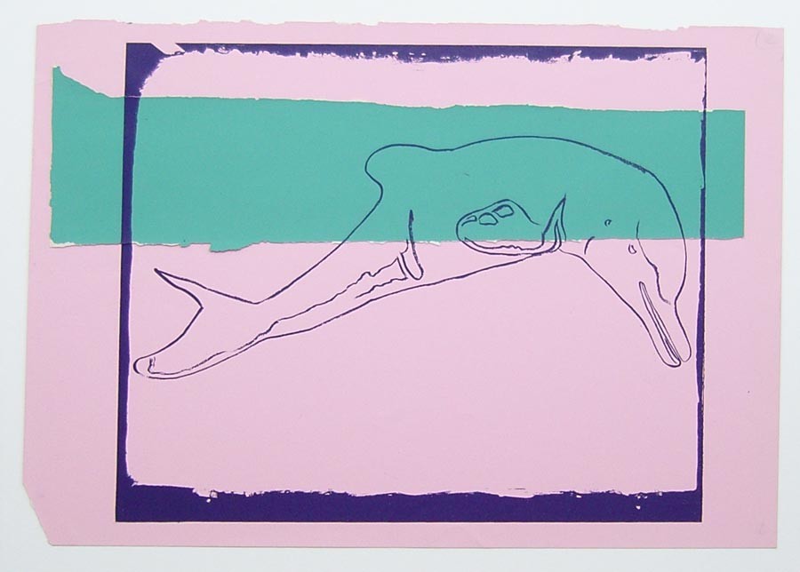 Artwork by Andy Warhol, Vanishing Animals – La Plata River Dolphin, Made of Unique colored paper, collage & silkscreen 