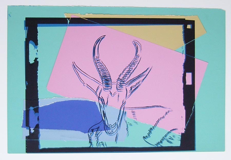 Artwork by Andy Warhol, Vanishing Animals – Sommering Gazelle, Made of Unique colored paper, collage & silkscreen 