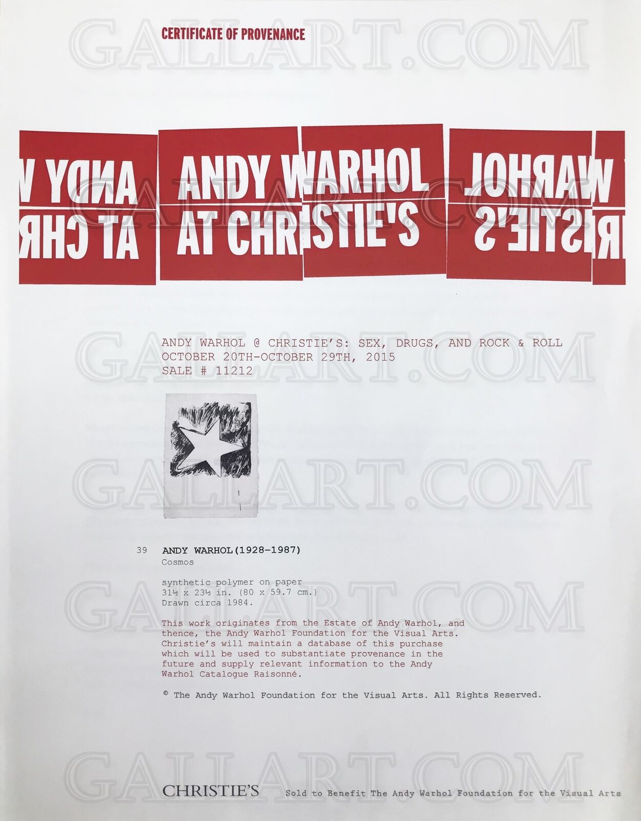 Artwork by Andy Warhol, COSMOS, Made of Synthetic Polymer On Paper 