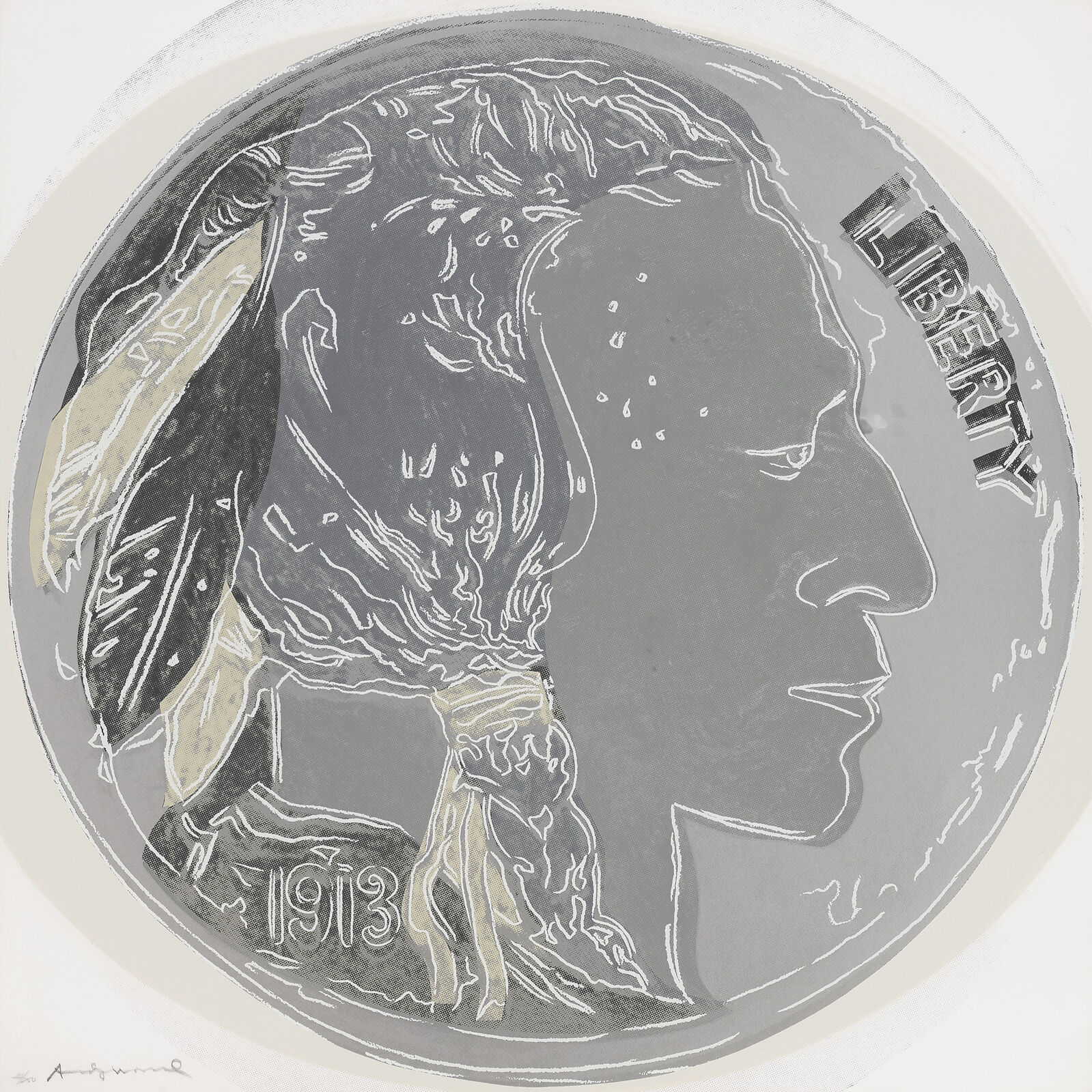 Artwork by Andy Warhol, INDIAN HEAD NICKEL FS II.385, Made of Screenprint On Lenox Museum Board 