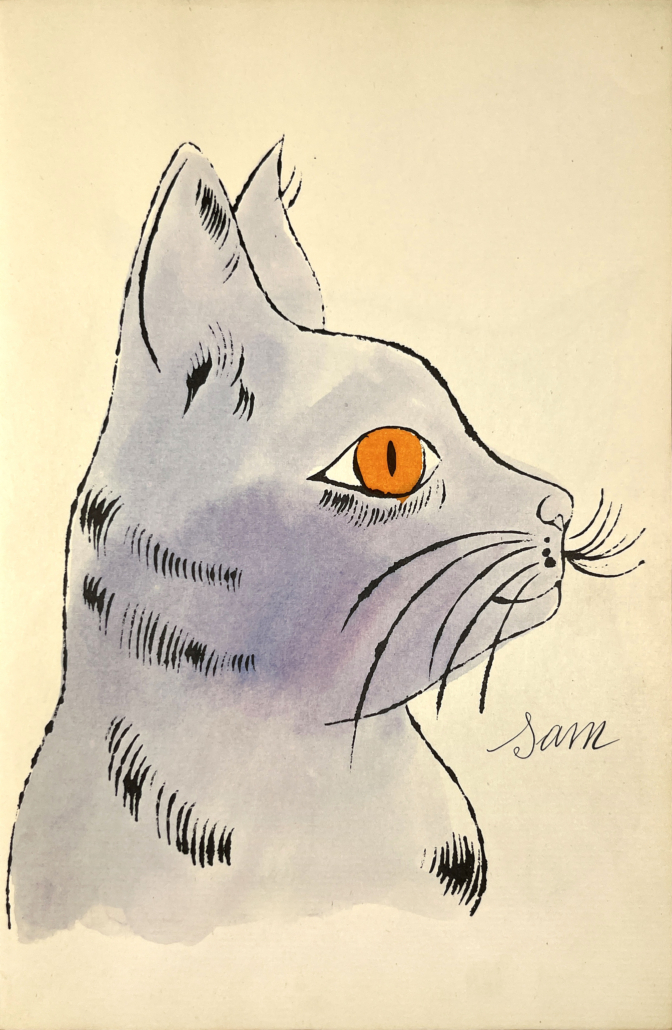 Artwork by Andy Warhol, 25 Cats Name[d] Sam and One Blue Pussy, IV.57B, Made of Offset lithograph and watercolor on paper 