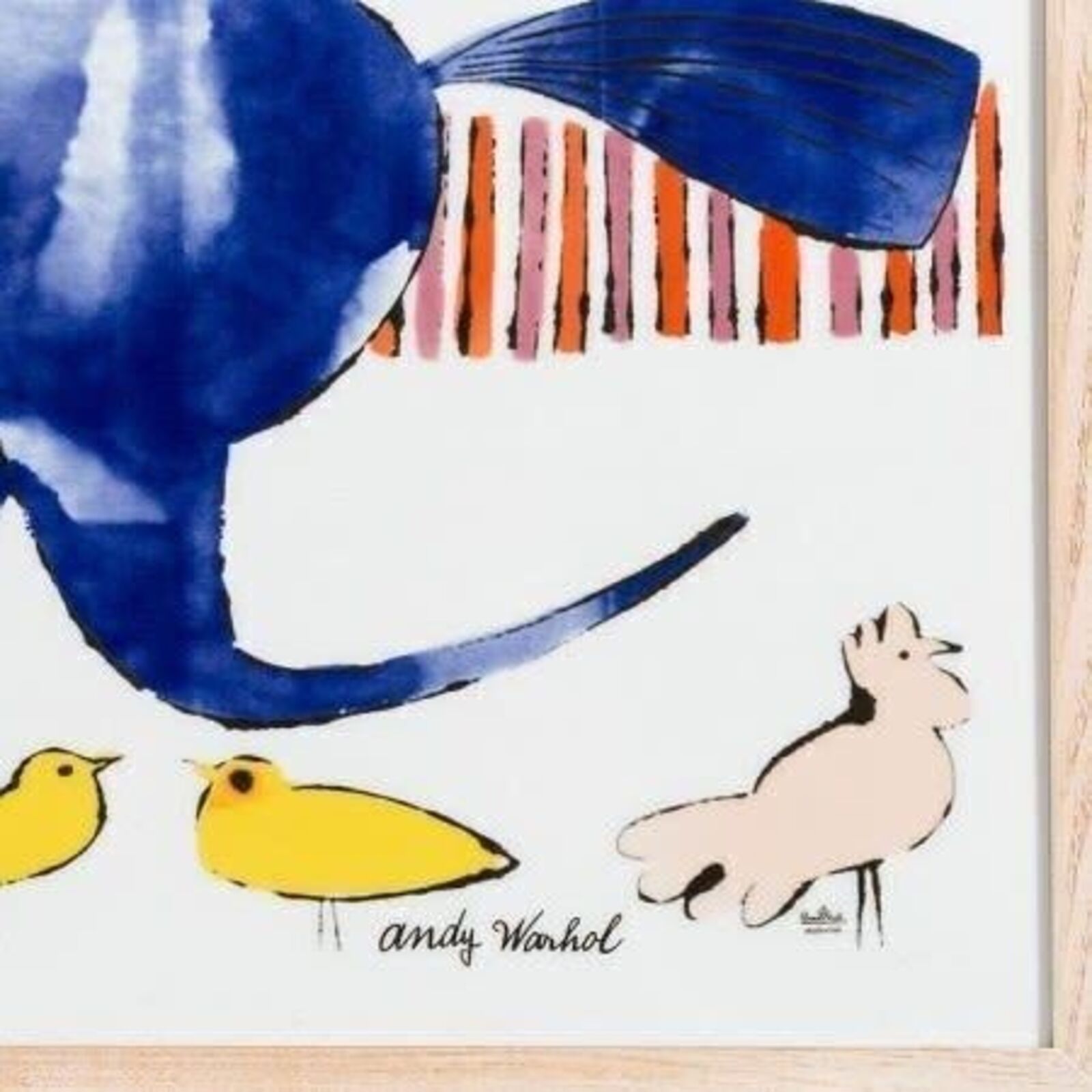 Artwork by Andy Warhol, Blue Horse, Made of Porcelain, printed decor in colors, in wooden frame 