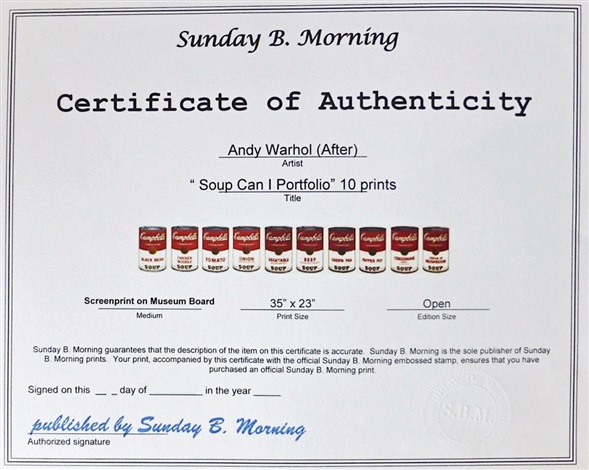 Artwork by Andy Warhol, Campbell's Soup Can I Portfolio (10 prints), Made of Silkscreen on Museum Board 