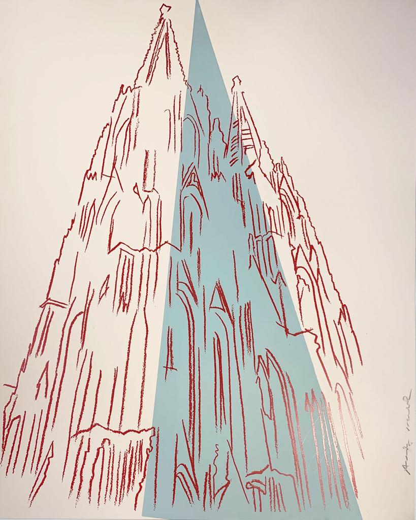 Artwork by Andy Warhol, Cologne Cathedral (Tan/Blue), Made of Screenprint with diamond dust on Lenox Museum Board 