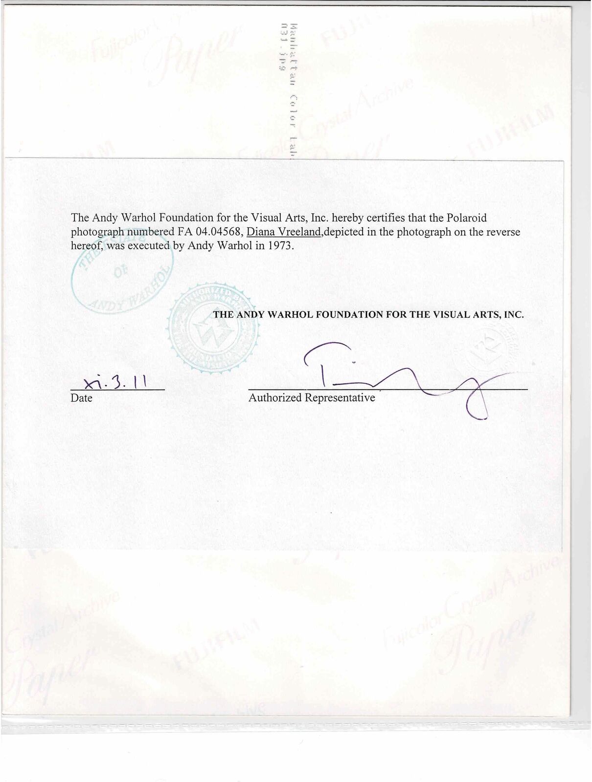 A polaroid photo of a woman talking on a cell phone.