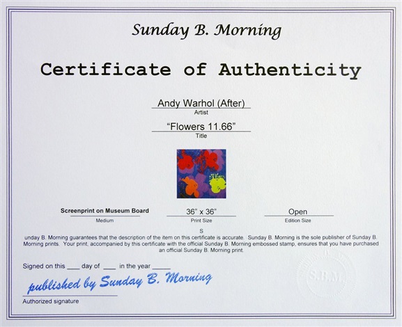 Artwork by Andy Warhol, Flowers 11.66, Made of Silkscreen on Museum Board 