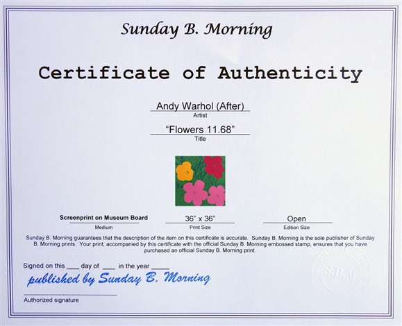 Artwork by Andy Warhol, Flowers 11.68, Made of Silkscreen on Museum Board 