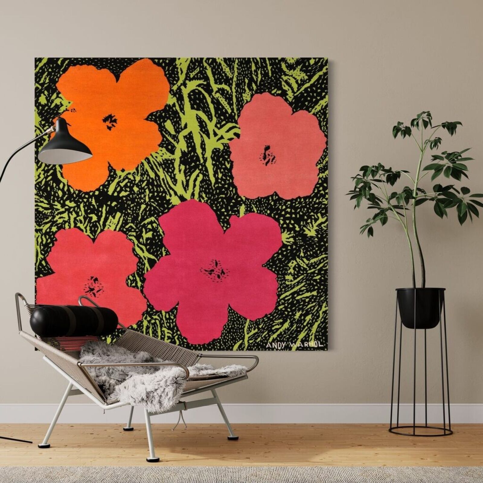 Artwork by Andy Warhol, Flowers, Made of Hand woven wool tapestry 