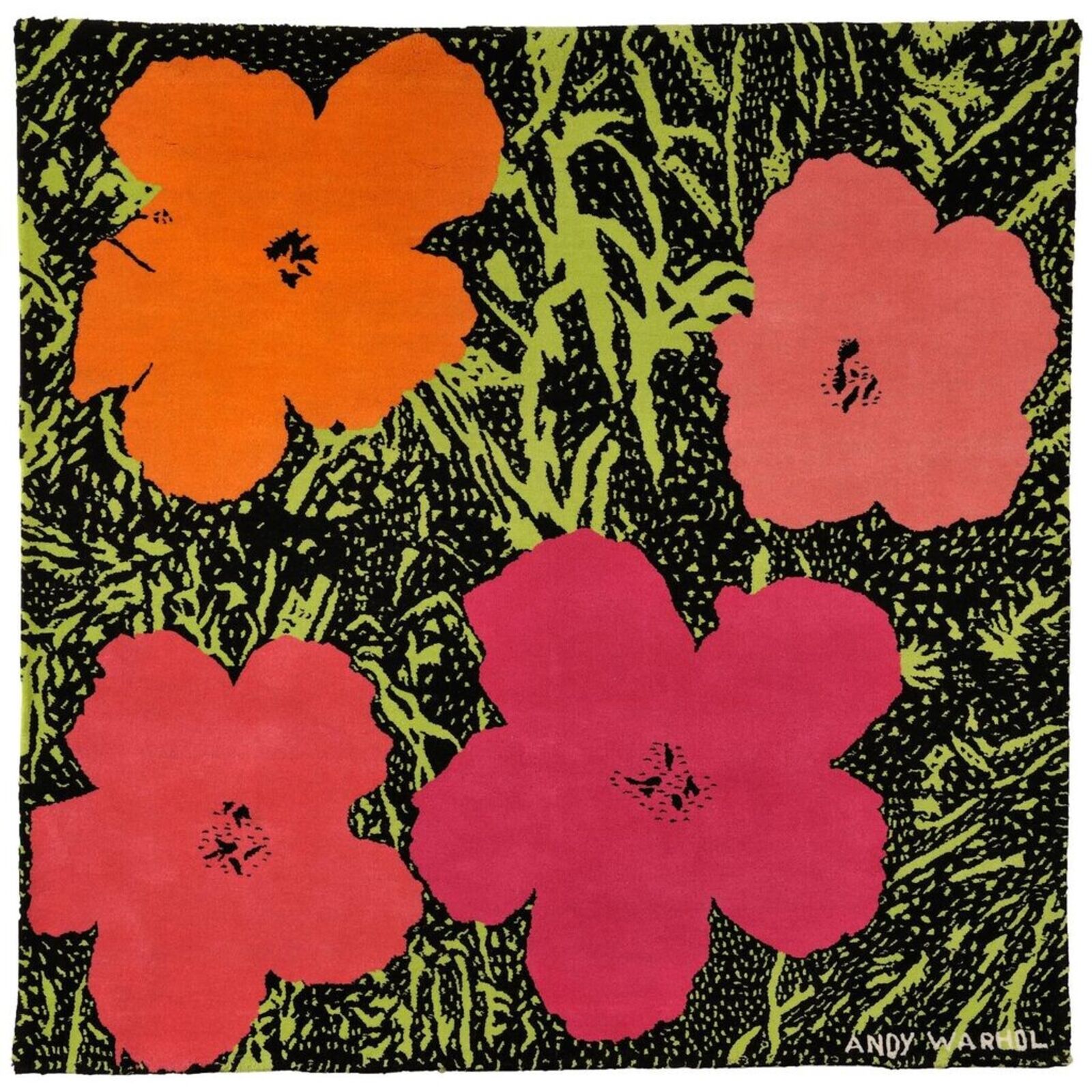 Artwork by Andy Warhol, Flowers, Made of Hand woven wool tapestry 
