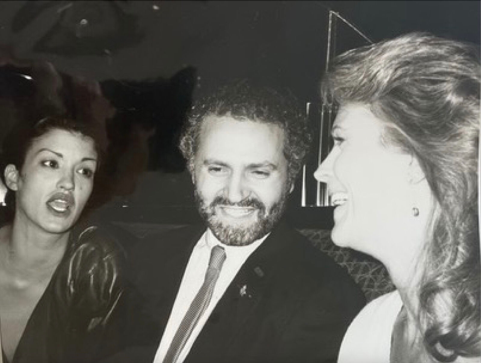 Gianni Versace, Candice Bergen and Janice Dickinson