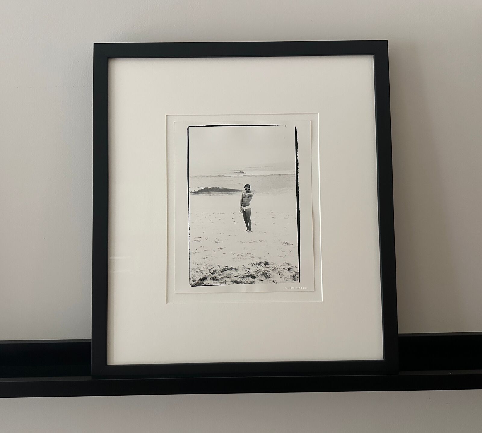 Artwork by Andy Warhol, Jon Gould Pointing on Fire Island Beach, Made of Unique silver gelatin print 