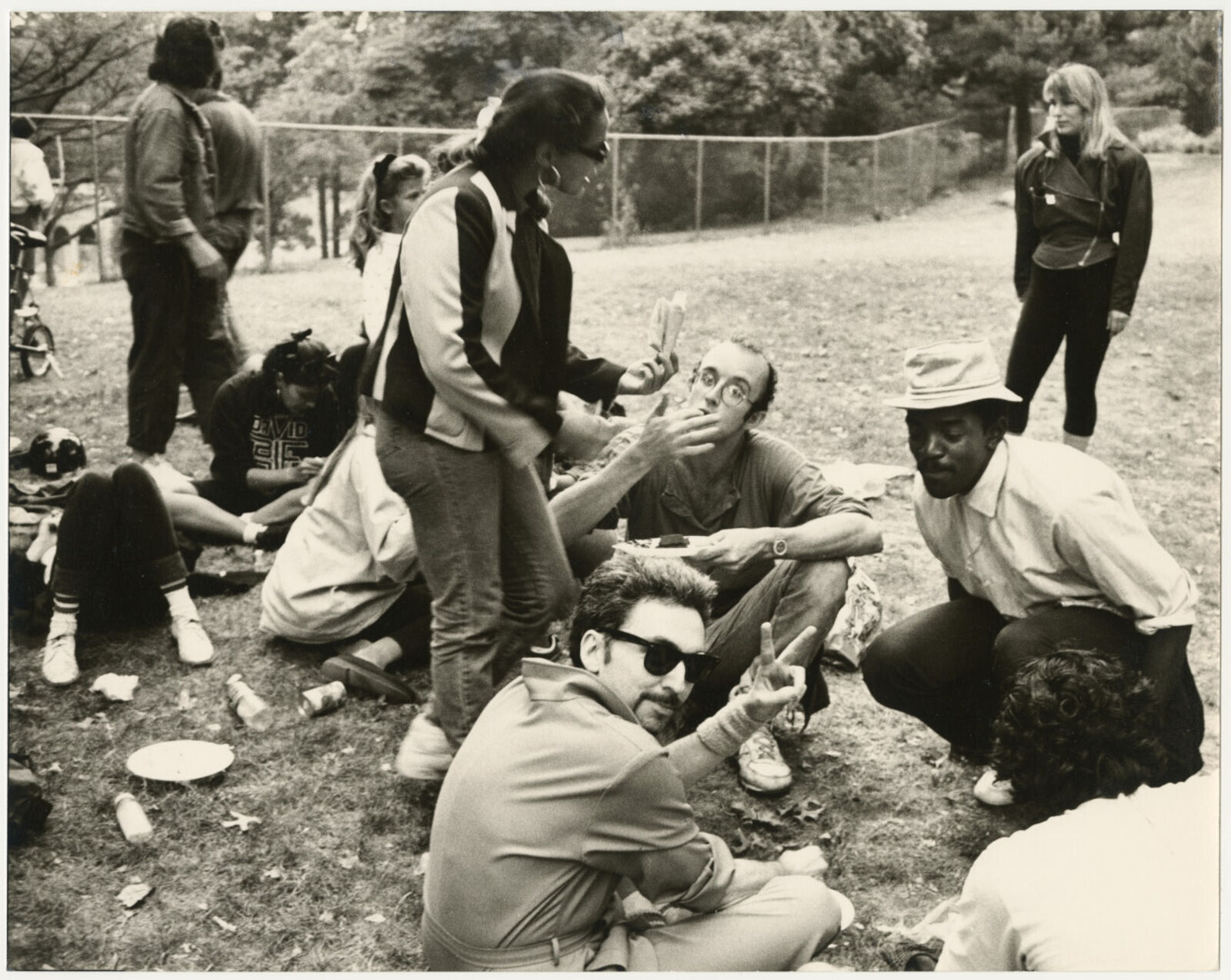 Artwork by Andy Warhol, Keith Haring in Park with Friends, Made of Unique gelatin silver print 