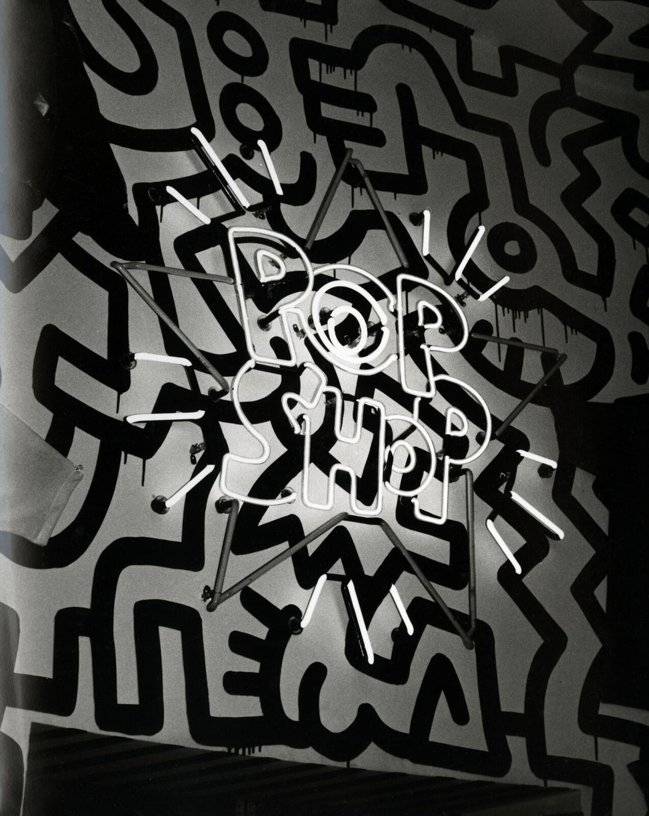 Artwork by Andy Warhol, Keith Haring's "Pop Shop" Neon Sign, Made of Silver Gelatin Print 