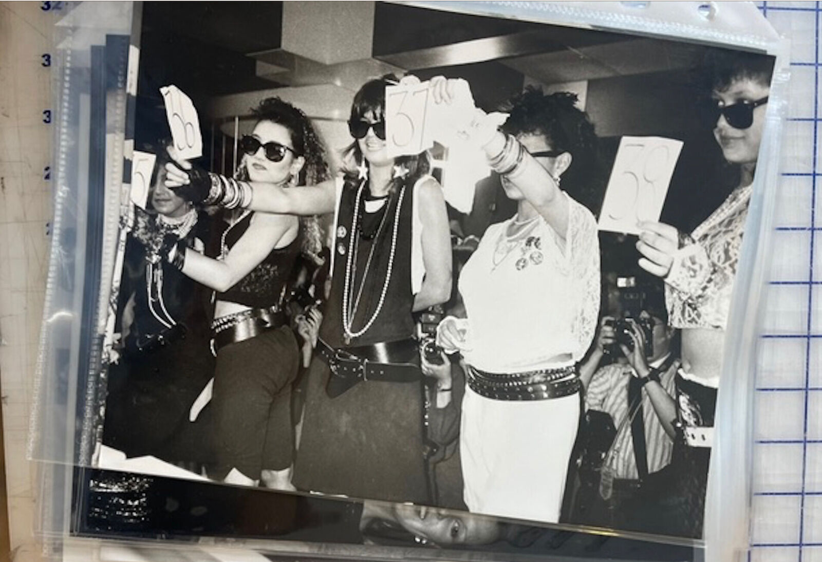 Artwork by Andy Warhol, Madonna Look-alike Contest at Macy's, Made of Unique silver gelatin print 