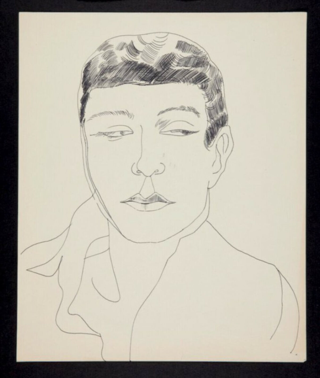 Artwork by Andy Warhol, Male Portrait, Made of Black ballpoint on paper 