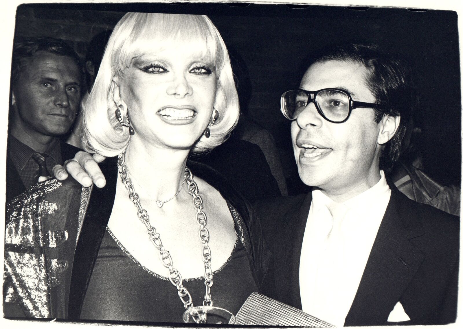 Monique van Vooren, Bob Colacello and Thomas Ammann at Studio 54