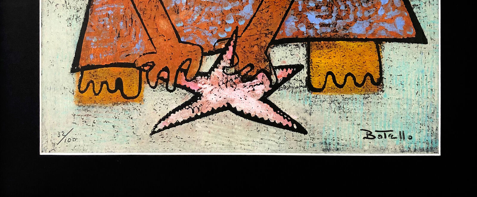 Artwork by Ángel Botello, Nina Jugando Con Estrella De Mar (hand signed linocut), Made of Linocut 