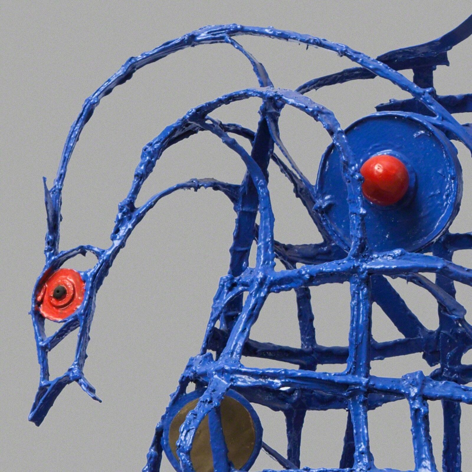 Artwork by Angelo Canevari, Don Quixote - Resin and metal blue sculpture by Italian sculptor Angelo Canevari, Made of Automotive Paint, Cardboard, Metal 