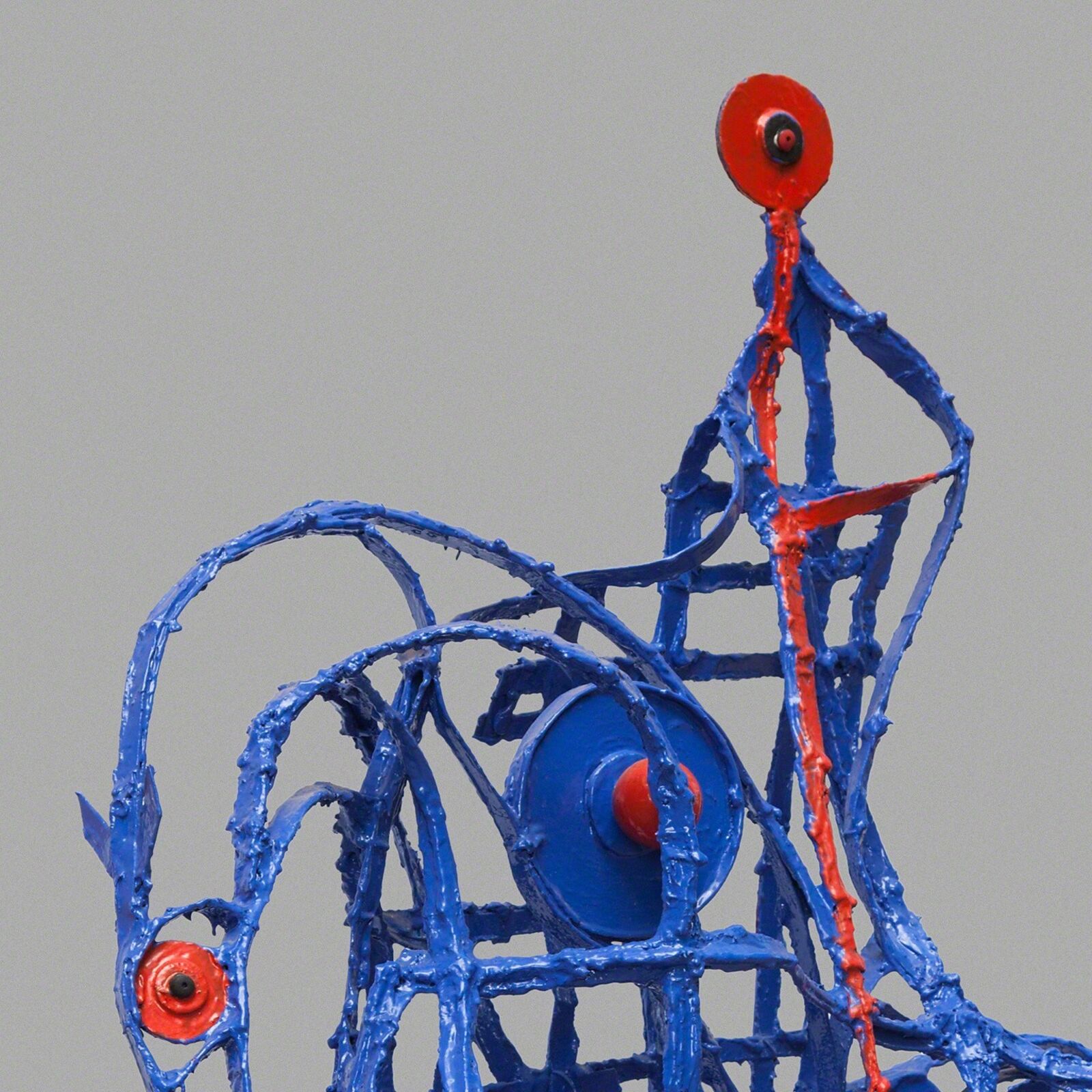 Artwork by Angelo Canevari, Don Quixote - Resin and metal blue sculpture by Italian sculptor Angelo Canevari, Made of Automotive Paint, Cardboard, Metal 