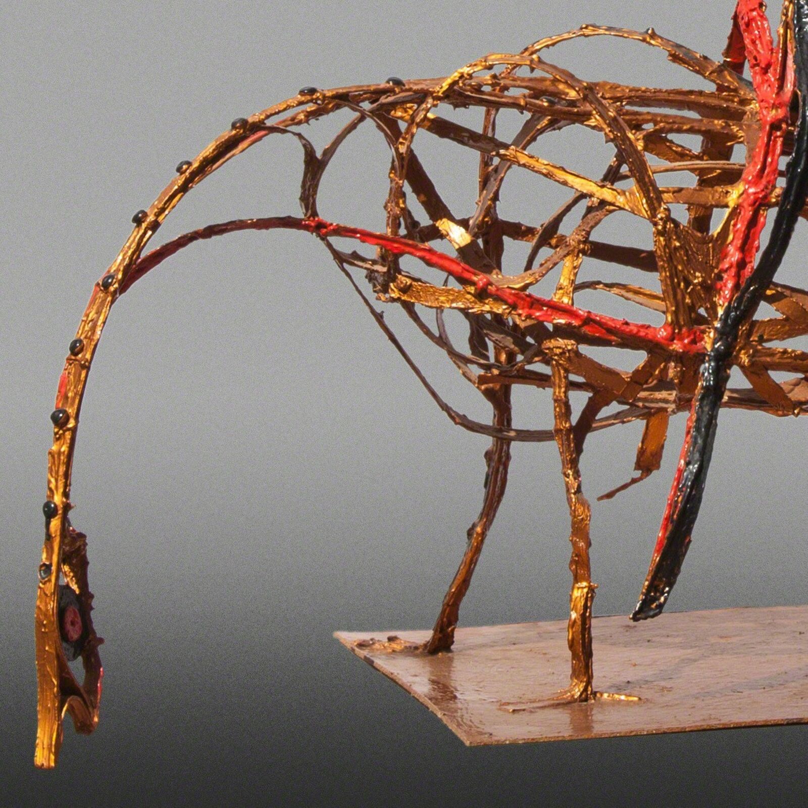 Artwork by Angelo Canevari, Picador (Bullfighter) - Resin and metal orange sculpture by Italian sculptor Angelo Canevari, Made of Automotive Paint, Card Board, Resin, Metal 