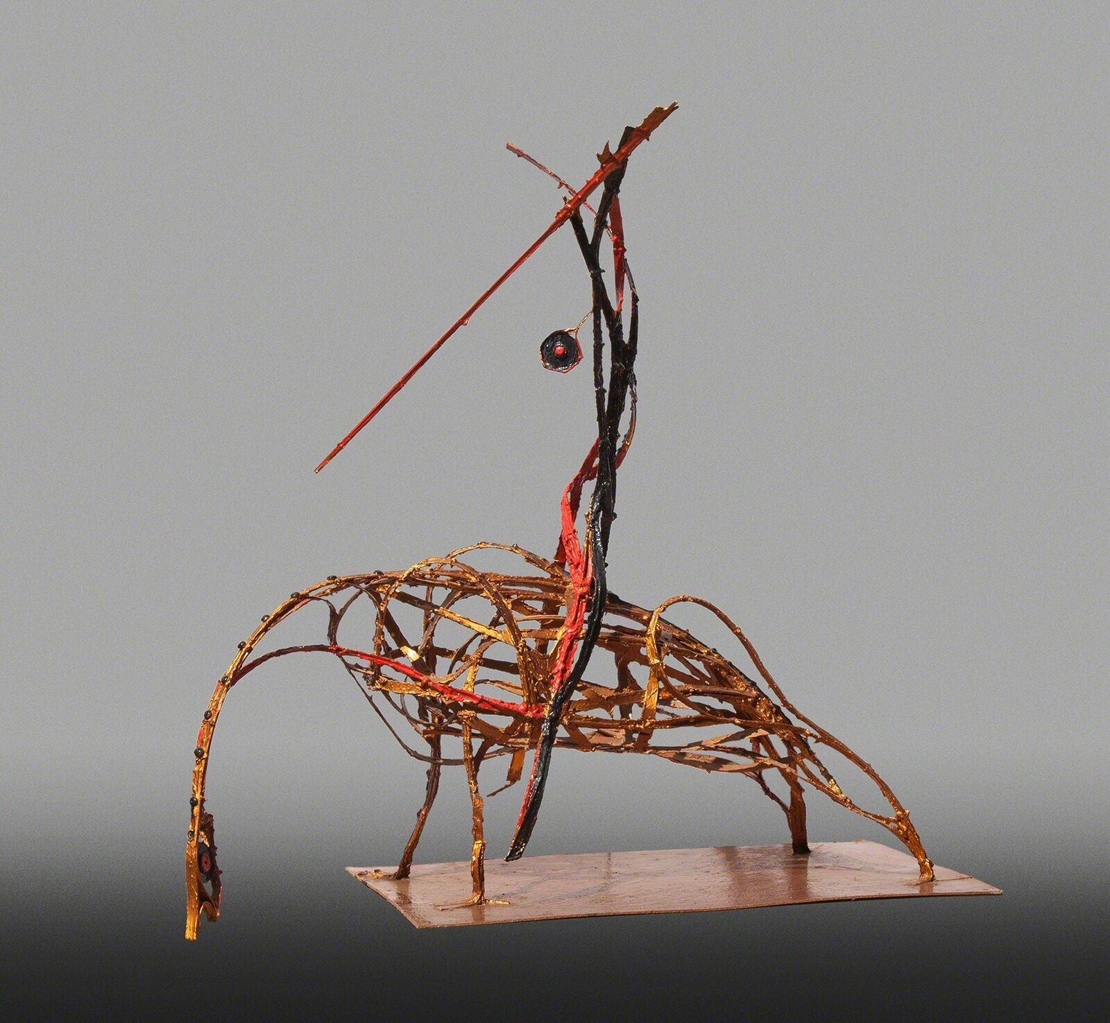 Picador (Bullfighter) - Resin and metal orange sculpture by Italian sculptor Angelo Canevari by Angelo Canevari, 2004