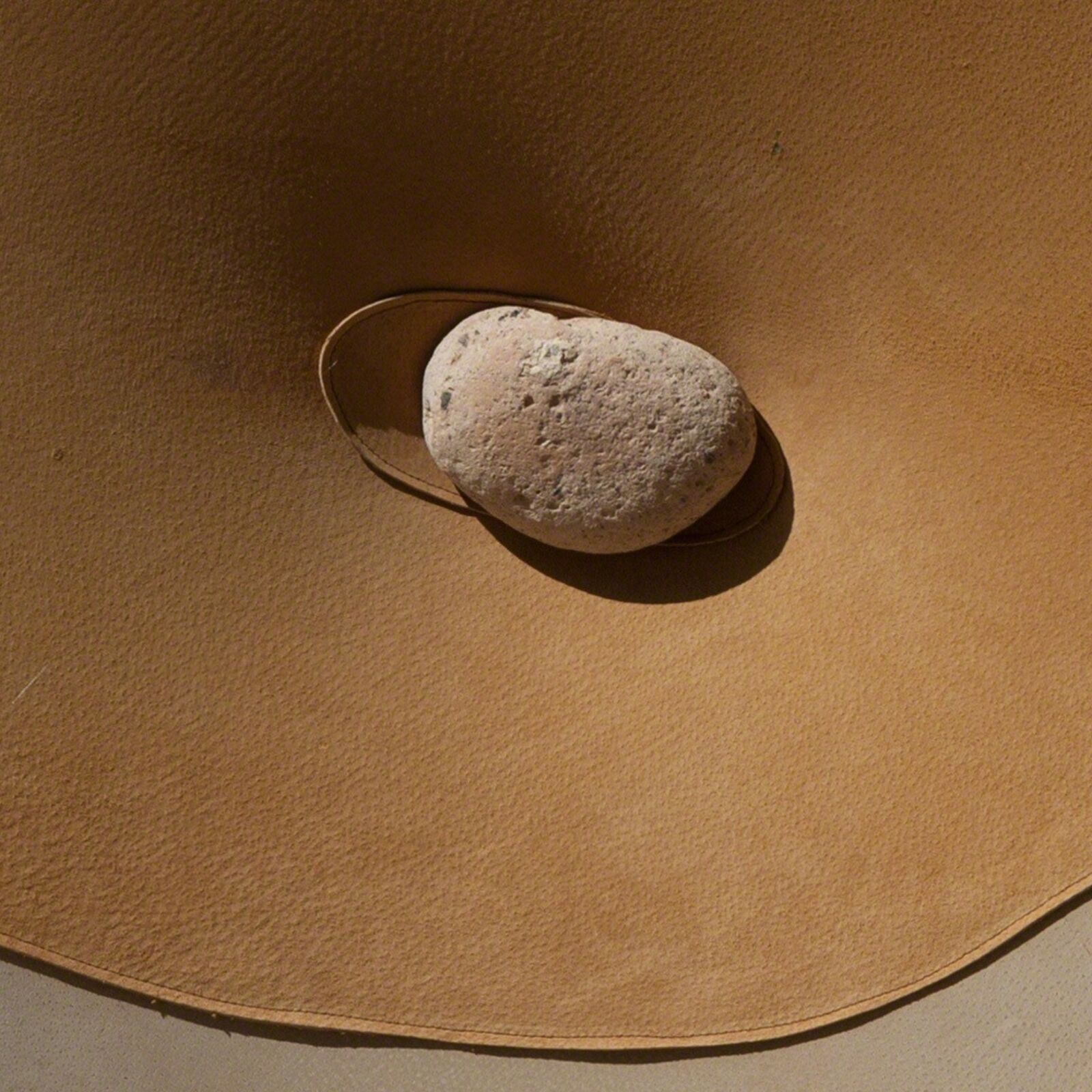 Artwork by Angelo Canevari, Mirabile ( Enchanting ) - Leather and stone sculpture by Italian sculptor Angelo Canevari, Made of Leather and stone on panel 