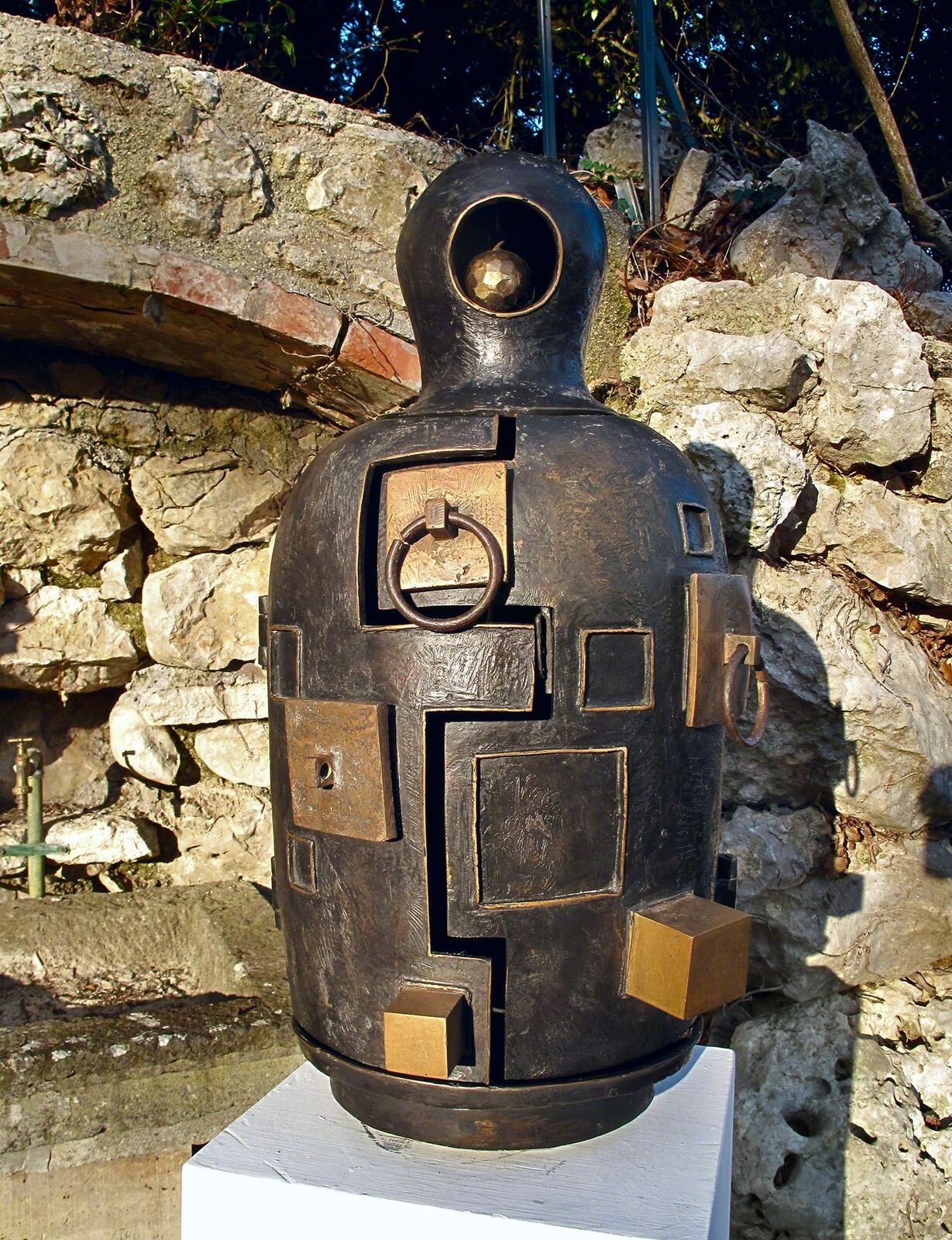 Canopo - Bronze metal sculpture with opening elements by Italian sculptor Angelo Canevari by Angelo Canevari, circa 1990