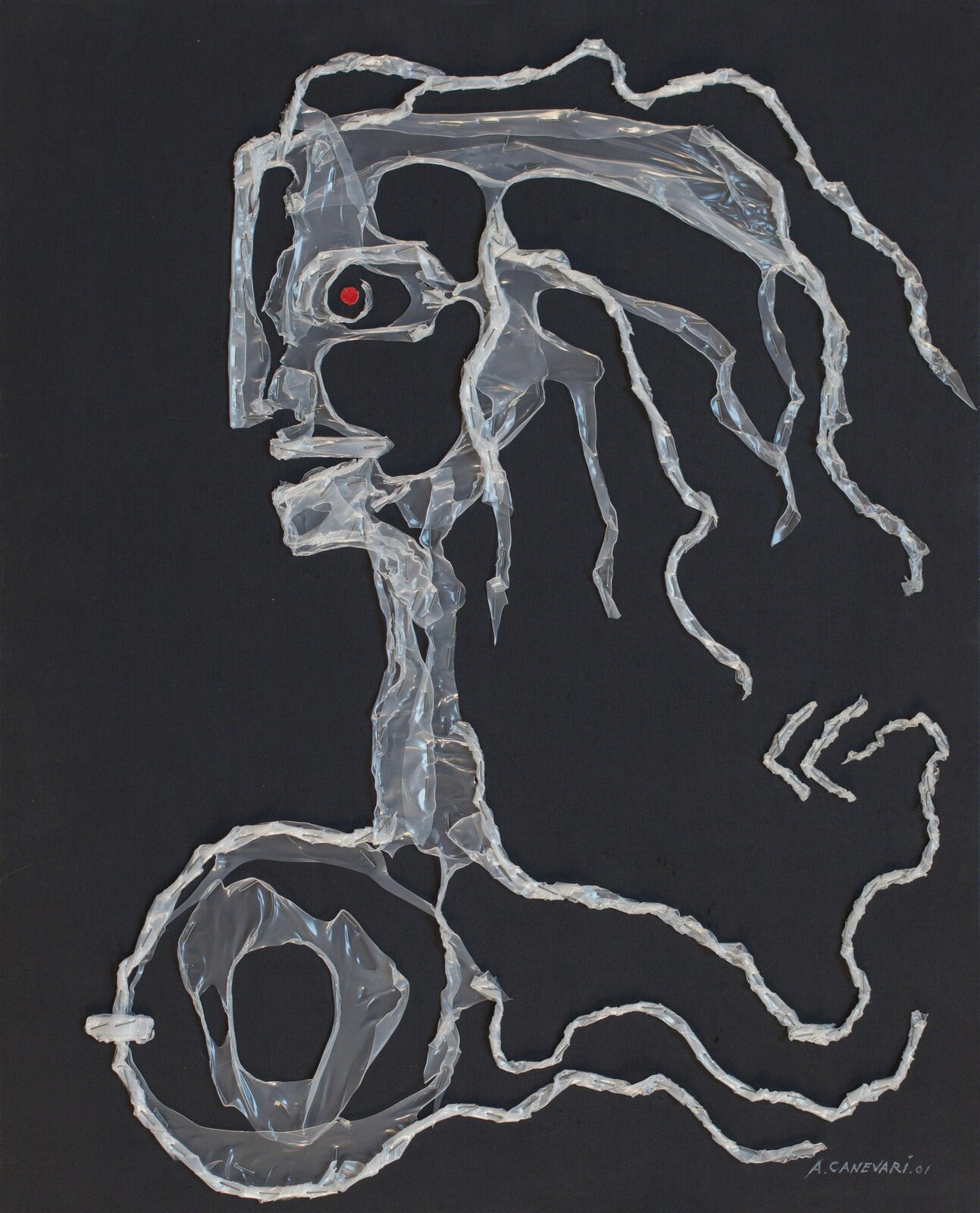 A piece of art that is made out of plastic.