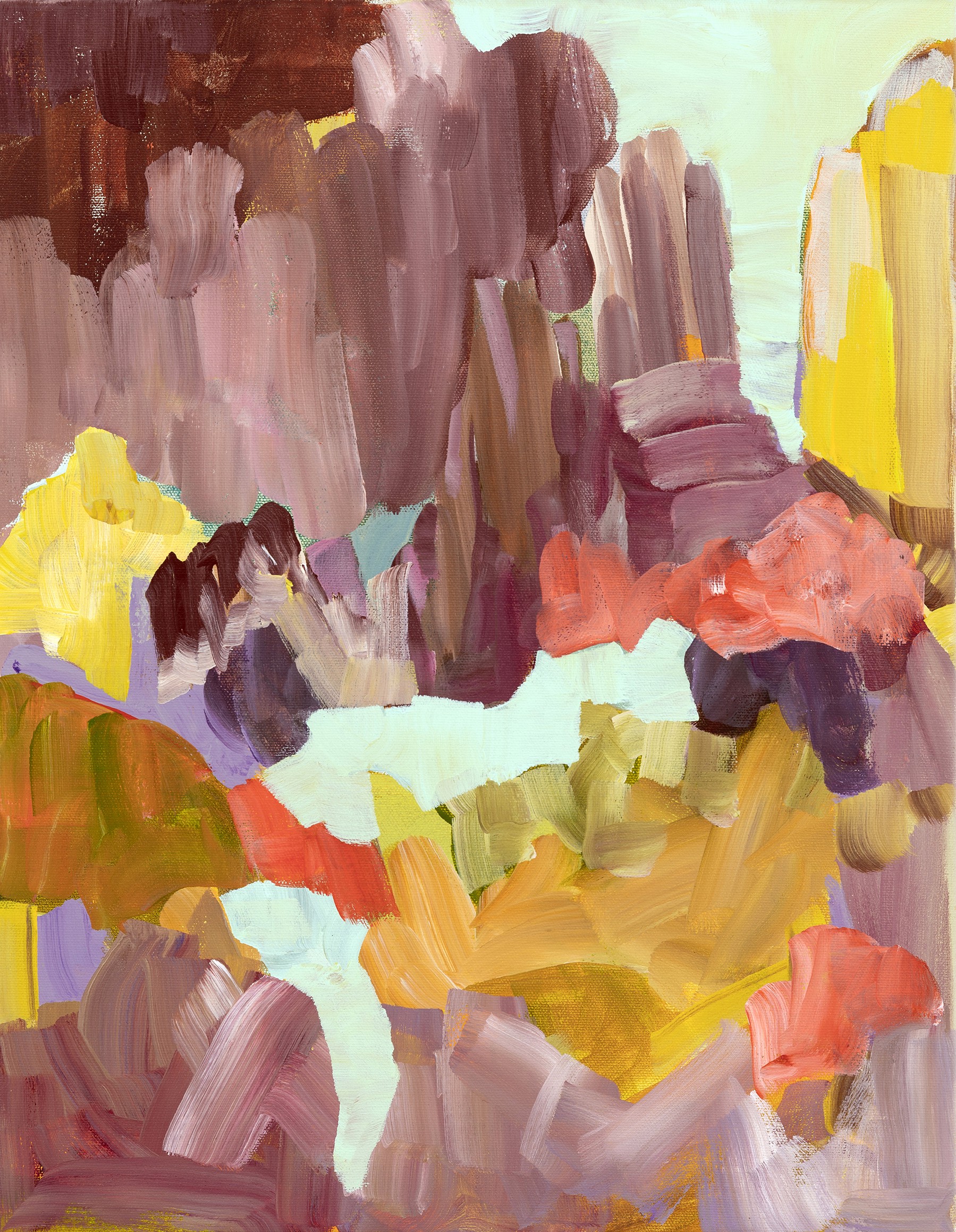A painting of a colorful abstract painting on a white background.